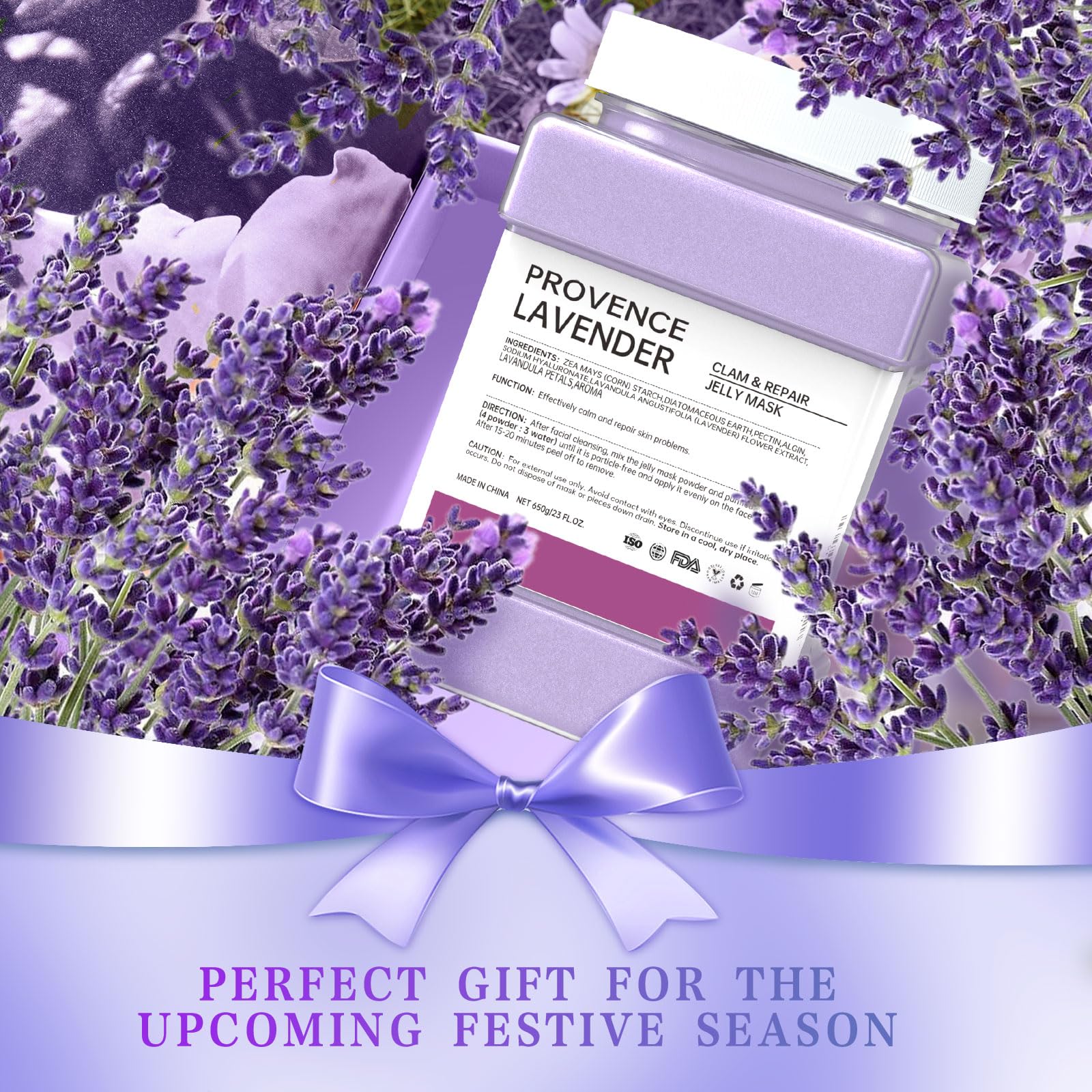 Truvenum lavender jelly mask at home spa setting for pampering.