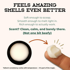 TryTallow grass-fed-tallow-scoop highlights pure ingredients for daily skin nourishment.