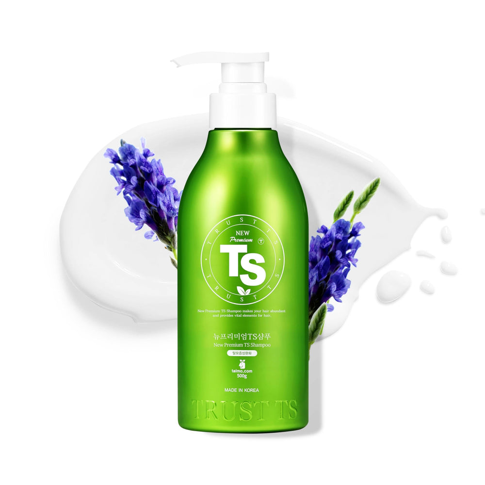 TS New Premium Shampoo bottle front view for thinning hair care