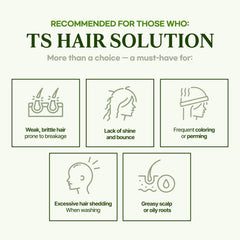TS SHAMPOO ingredients panel hints at nourishing proteins.