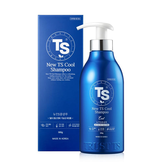 TS SHAMPOO New Cool bottle pour with a refreshing mint scent that cools the scalp.