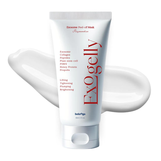 TSJ Bio Exosome Exogelly Peel-Off Mask jar showing gel-to-film texture for hydration