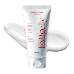 TSJ Bio Exosome Exogelly Peel-Off Mask jar showing gel-to-film texture for hydration