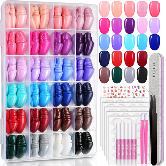 TsMADDTs 24 colors press on nails kit with glue offers quick at-home manicures.