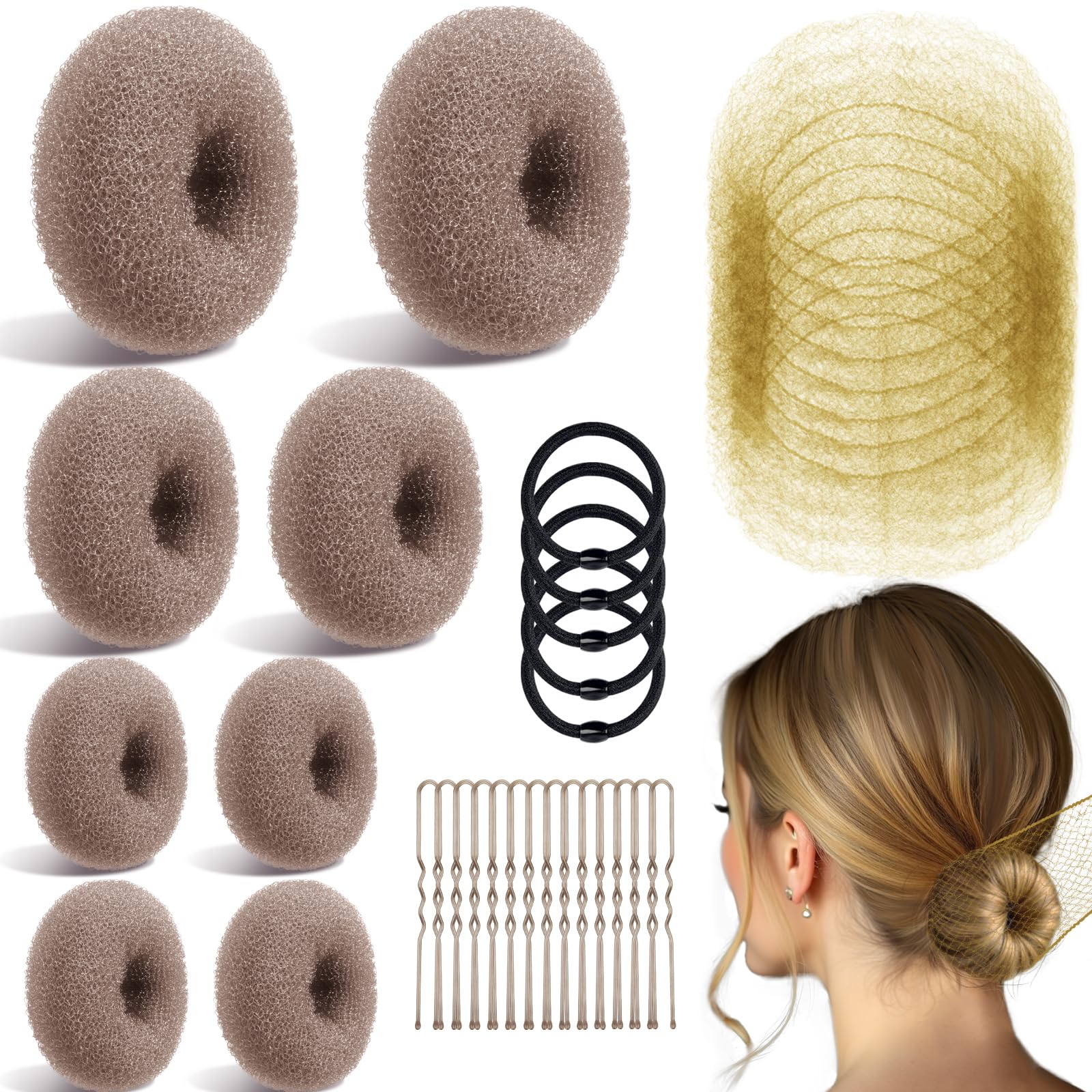 TsMADDTs hair bun donuts in tan brown for a secure, polished updo that lasts through routines.
