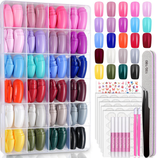 TsMADDTs medium square press on nails with glue for quick at-home manicure.