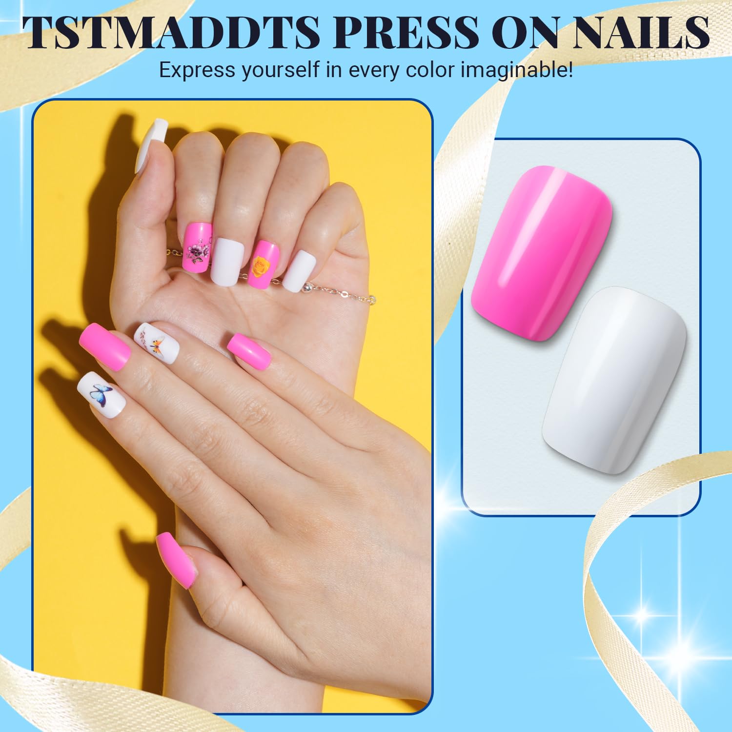 TsMADDTs nail stickers offer decorative options and extra shine.