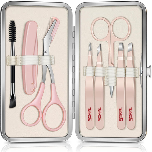 TsMADDTs 8-in-1 eyebrow kit in travel case for easy on-the-go grooming.