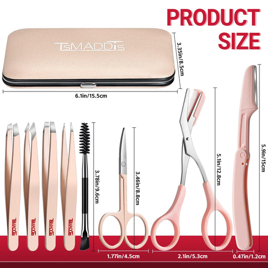 TsMADDTs pointed tweezers for precise brow plucking and control.