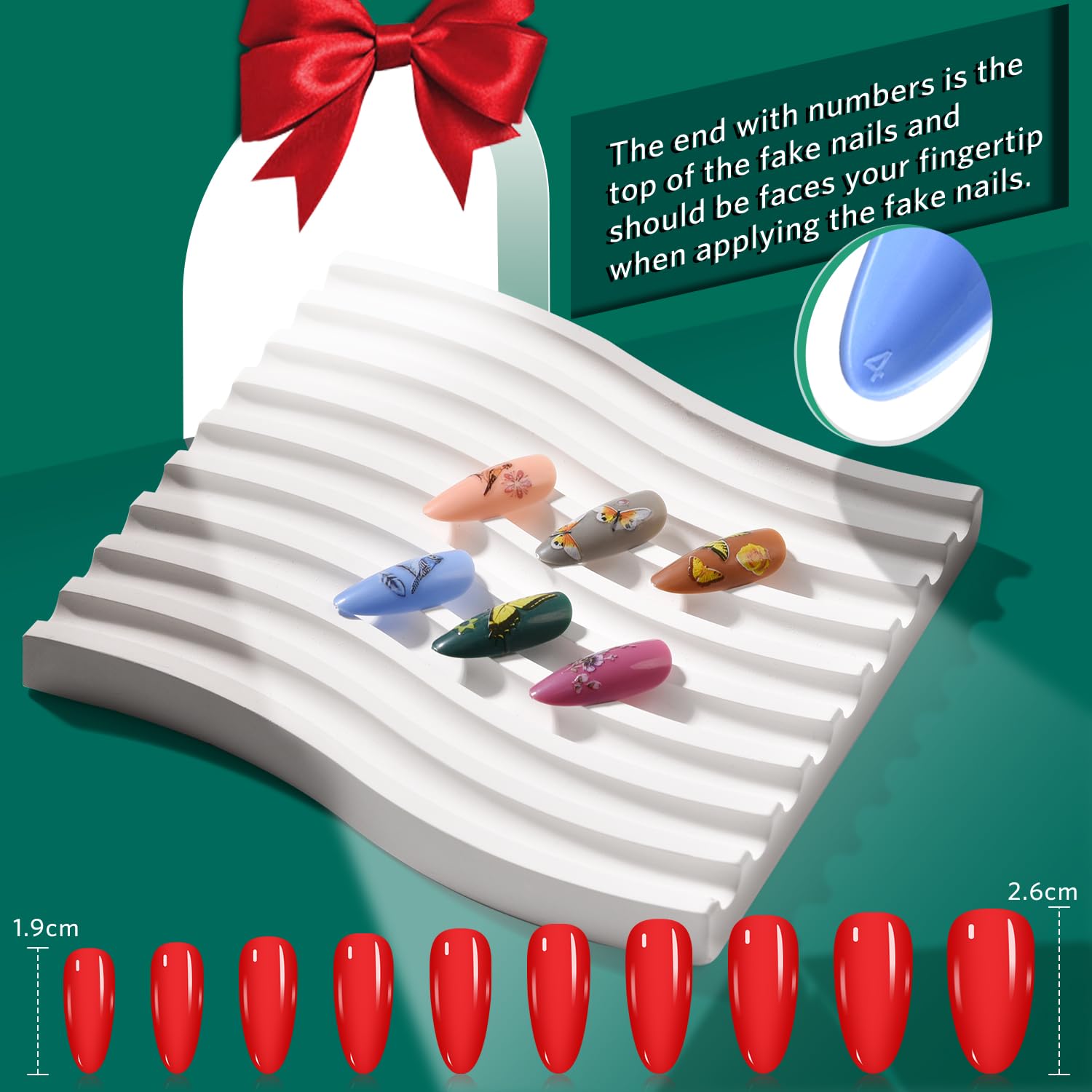 TsMADDTs almond nails with color variety and precise fit through numbered tips
