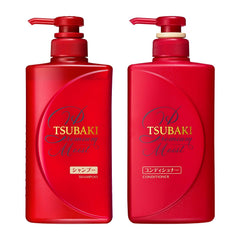 Tsubaki Moist Shampoo bottle highlighting hydration for silky hair and smooth texture