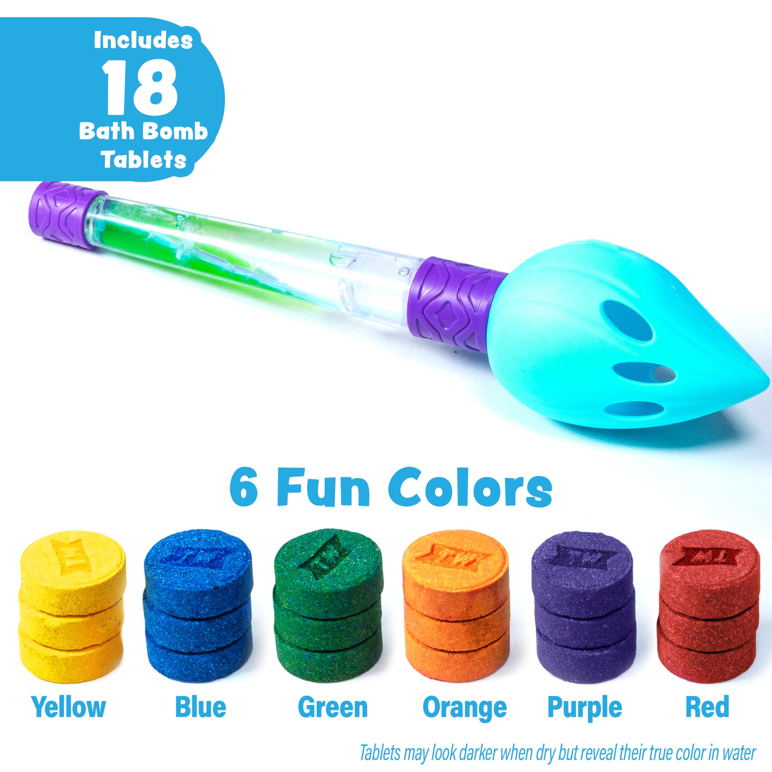 Tub Works color tablets dissolving fully with no tub staining