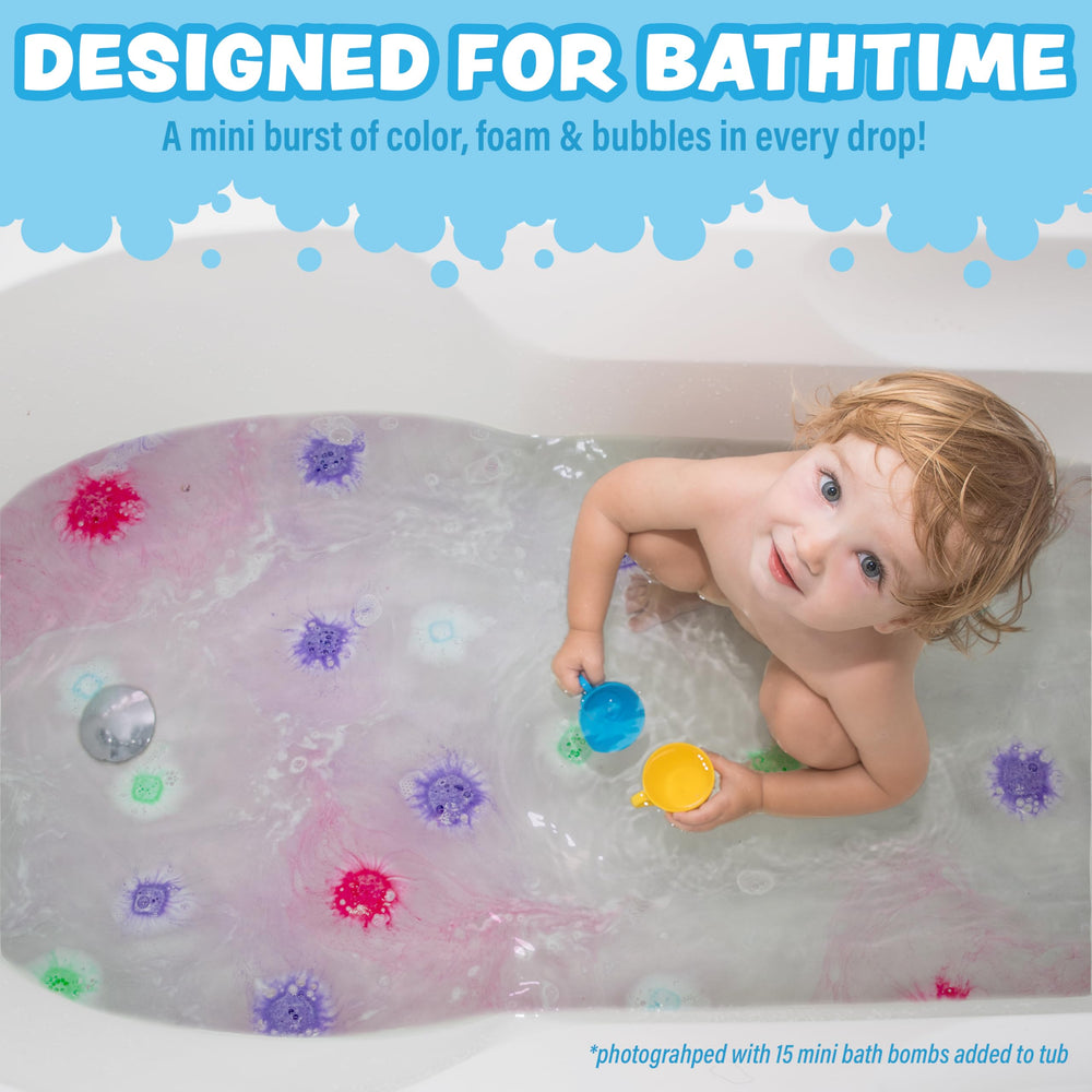 Tub Works Lil' Bursts color-mixing bombs inspire bath art and creativity.