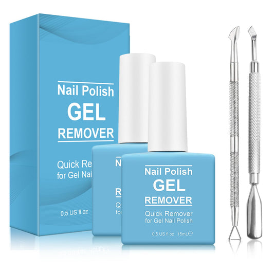 Tudiqe 2-pack gel remover bottles for quick, foil-free removal