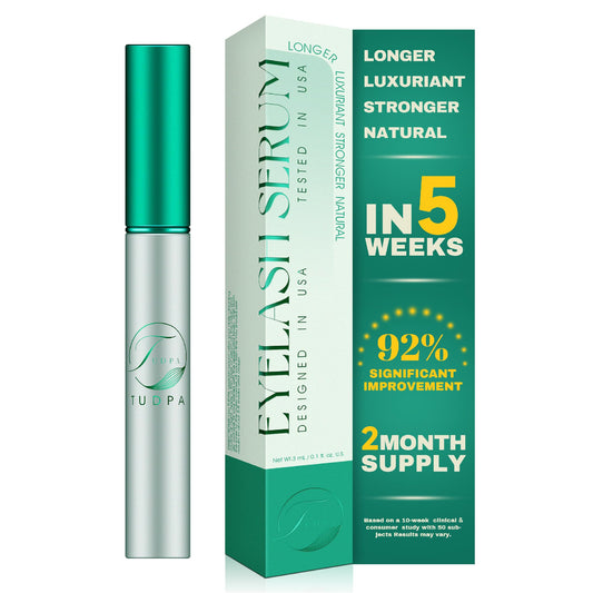 TUDPA Eyelash Growth Serum bottle on a clean surface, promoting lash nourishment.