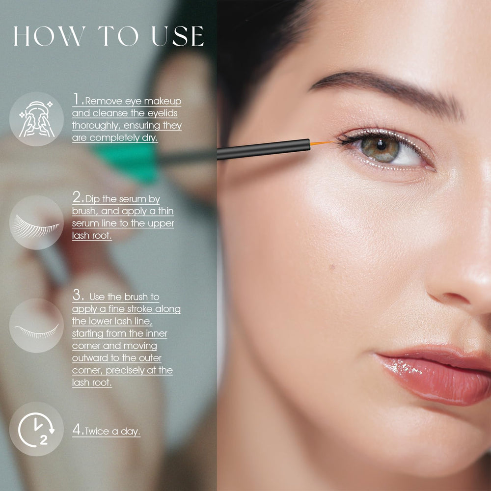 TUDPA Eyelash Serum image suggesting fuller lashes and healthier appearance