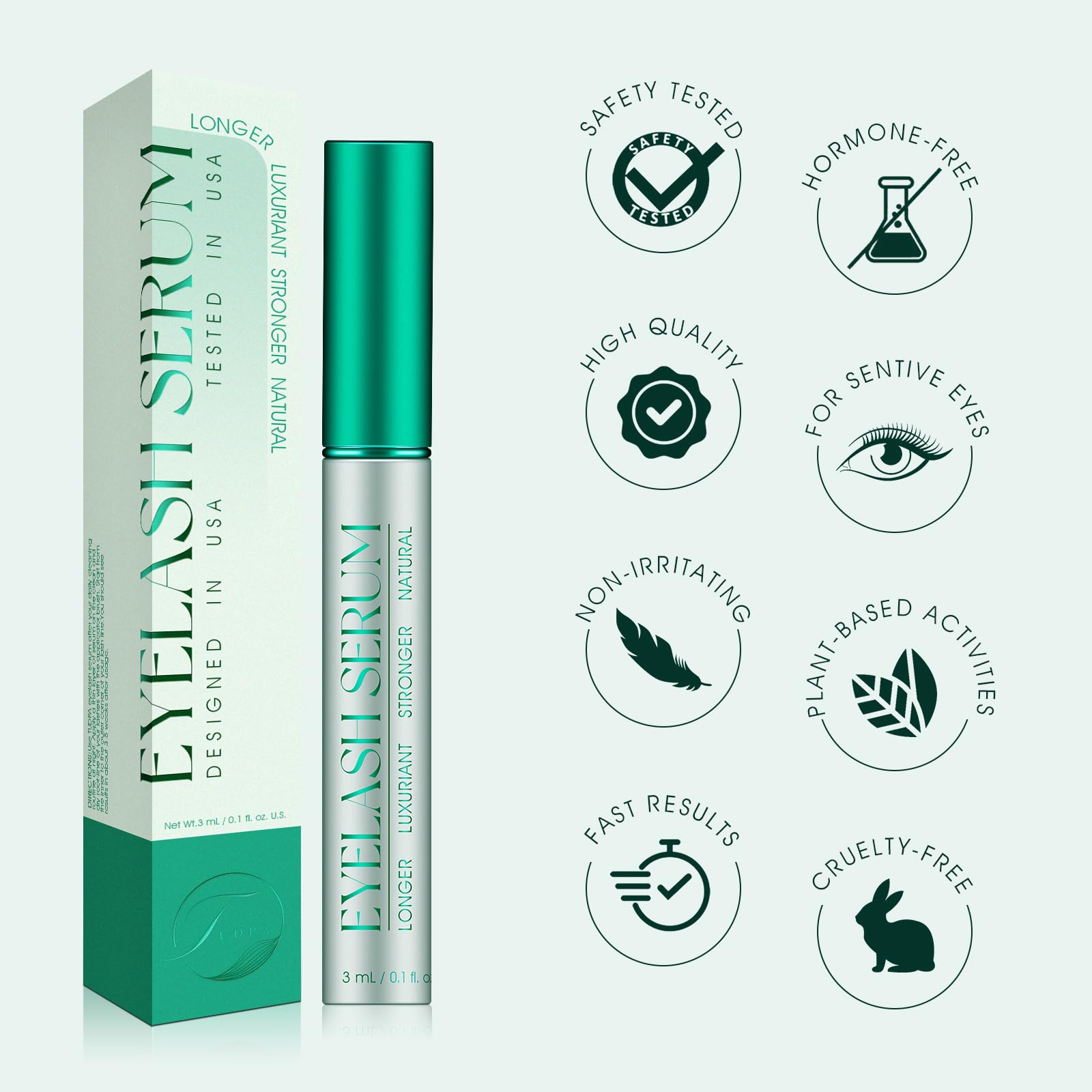 TUDPA Eyelash Serum smooth texture closeup emphasizes gentle lash care
