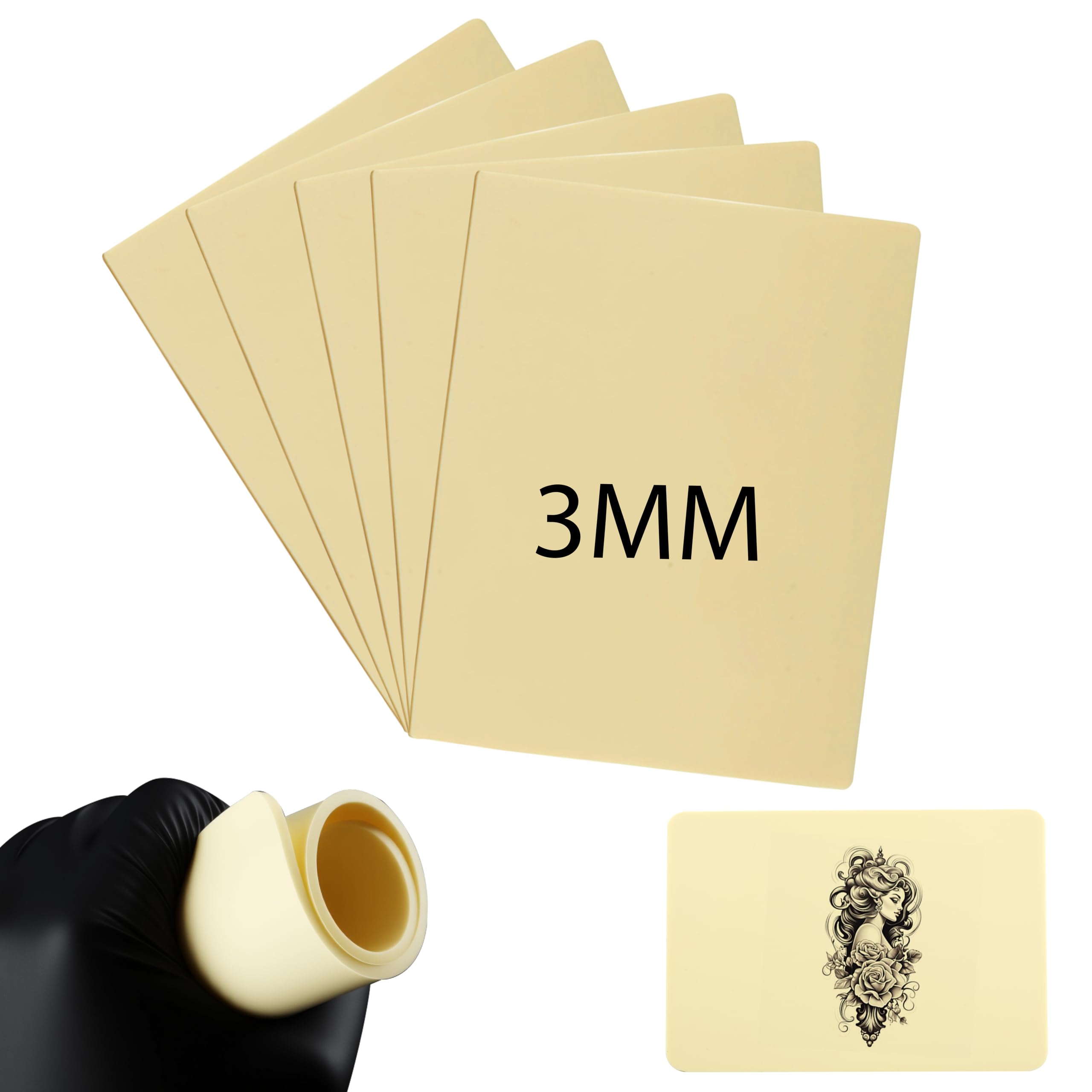 Tuffking 3mm tattoo practice skin, front view, ideal for beginner needle practice