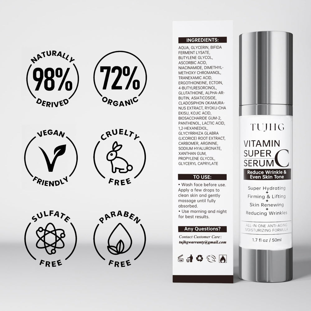 TUJHG Vitamin C Retinol Serum hydration beads imply lasting moisture without heaviness.