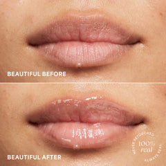 TULA lip mask shown on lips, providing soft, nourished hydration.