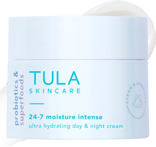 TULA 24-7 Moisture Cream bottle delivering rich hydration for daily use.