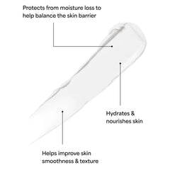 TULA Barrier Balance cream texture swatch illustrating rich, nourishing feel for dry skin comfort.
