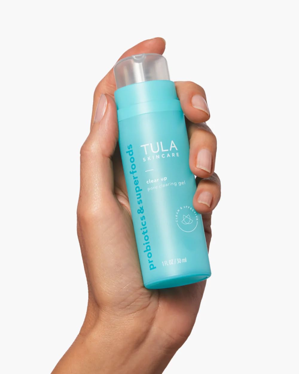 TULA Clear Up application on clean skin highlights easy layering with moisturizer.