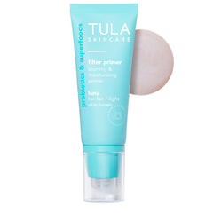 TULA face filter primer Luna bottle with smoothing finish for balanced complexion.