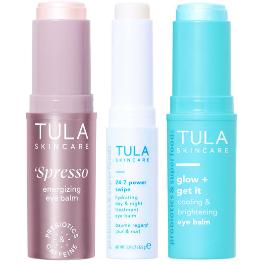TULA Glow + Get It eye balm tube brightening under eyes.