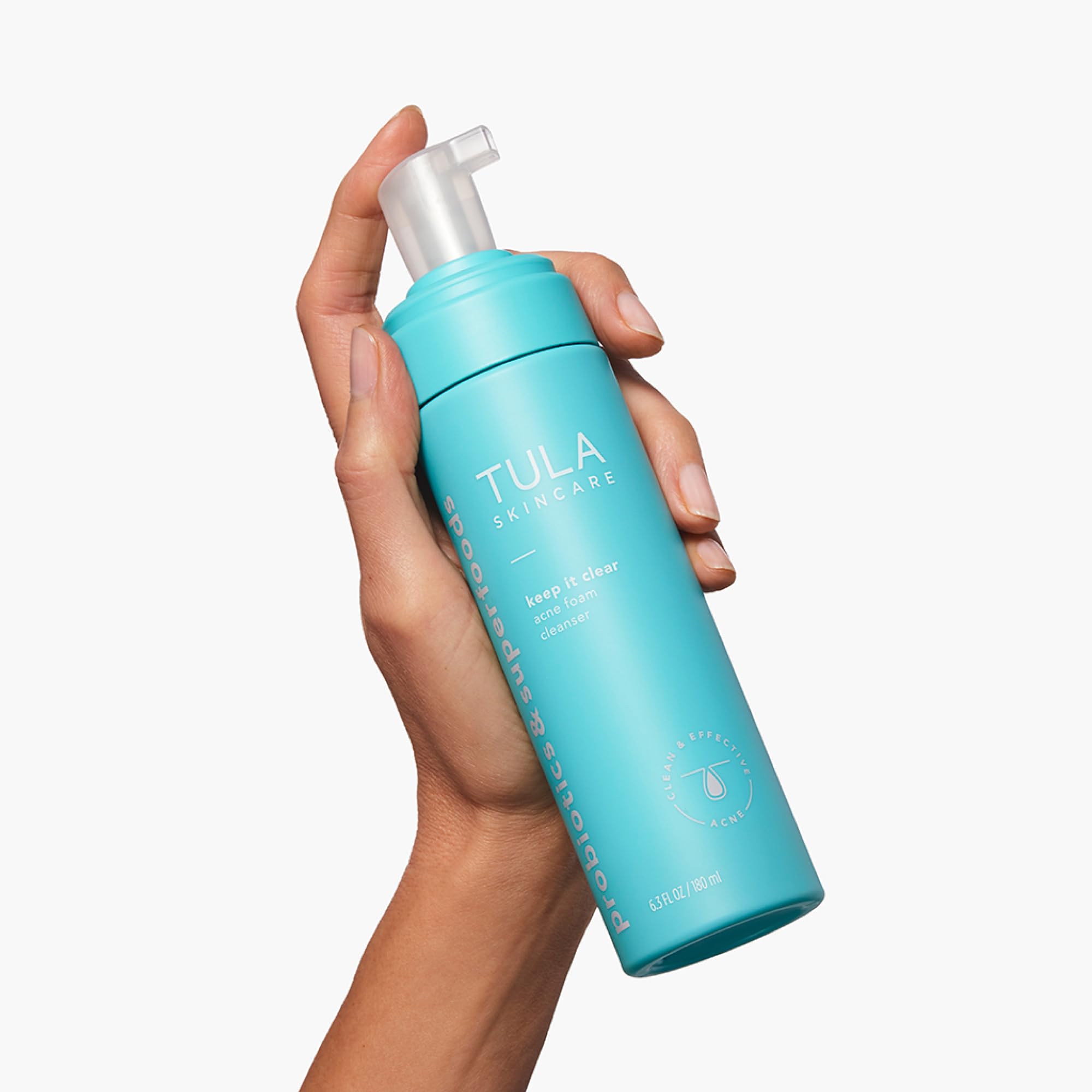 TULA Keep It Clear foamy-lather closeup reveals creamy texture for soothing cleanse.
