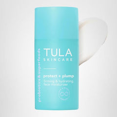 TULA Protect Plump bottle open showing creamy texture for smooth application