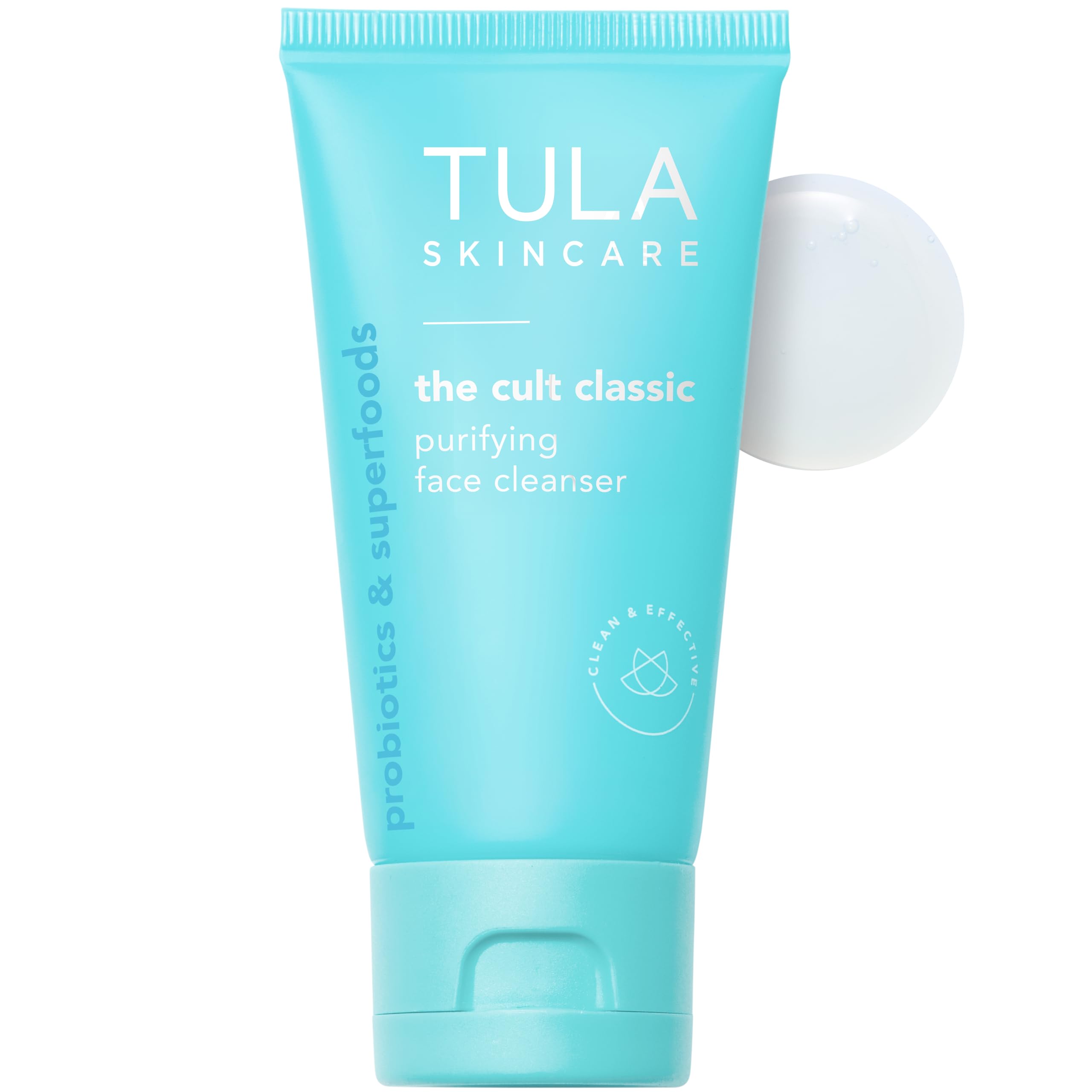 TULA Purifying Cleanser travel-size packaging, ideal for on-the-go cleansing.