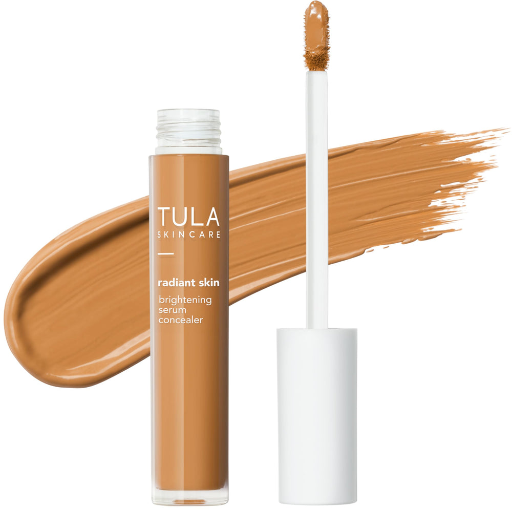 TULA Radiant Skin Brightening Serum Concealer bottle demonstrates long-lasting coverage.