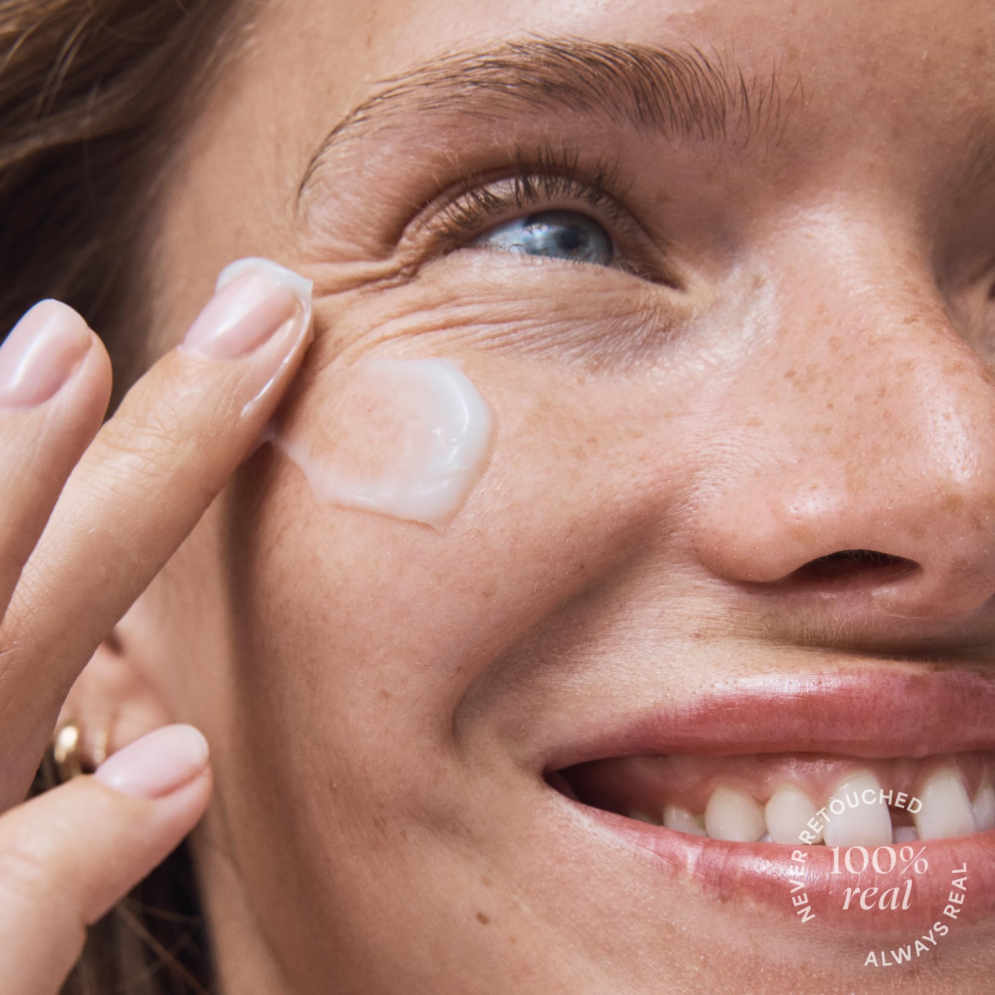 Face application demonstrates quick absorption on clean skin.