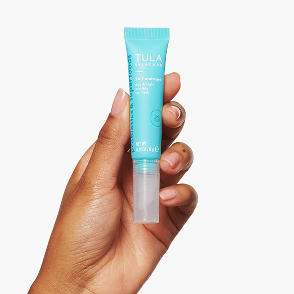 TULA lip mask with hyaluronic acid and vitamin E hydrates and smooths lips.