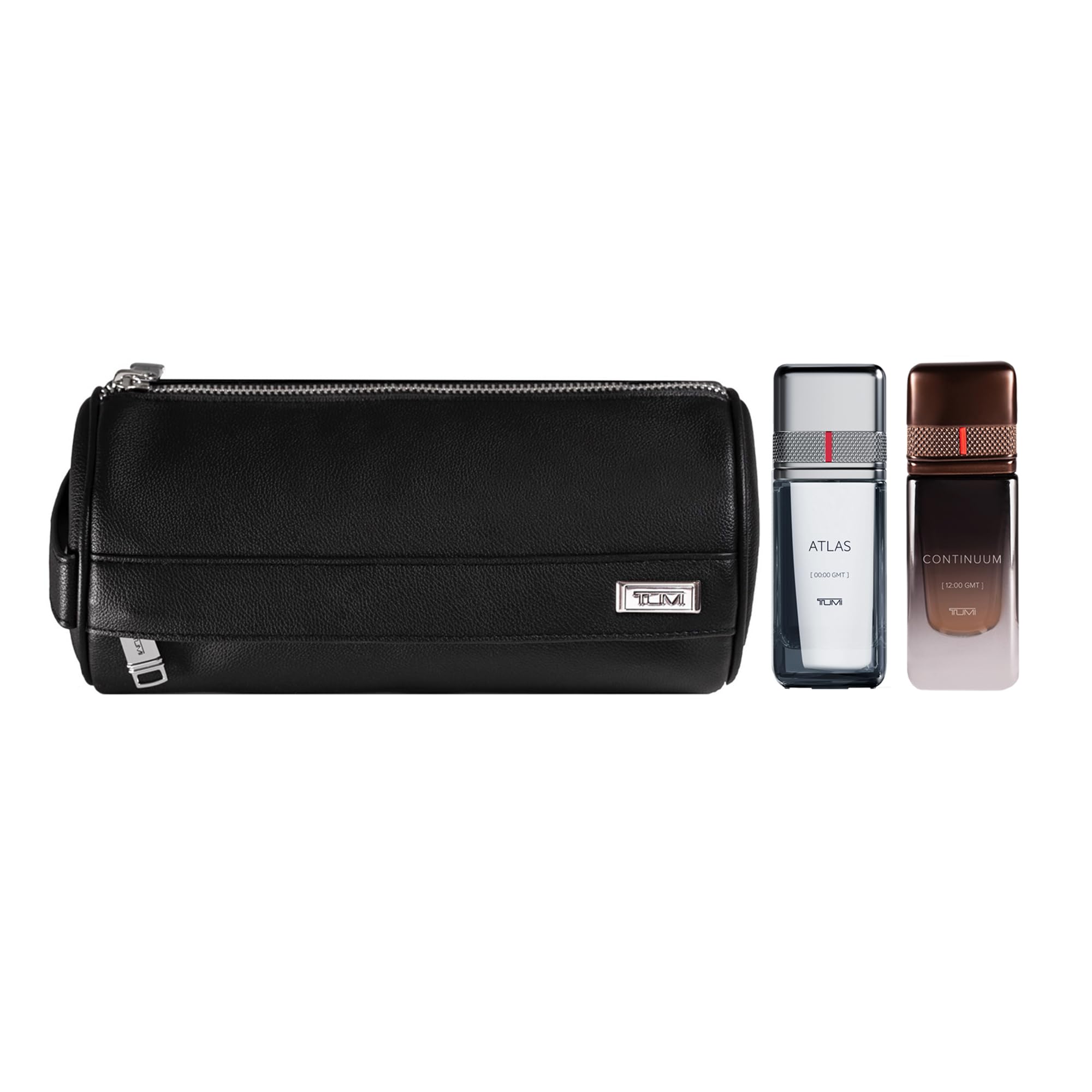 TUMI Atlas bottle highlights bold notes for a refined travel fragrance.