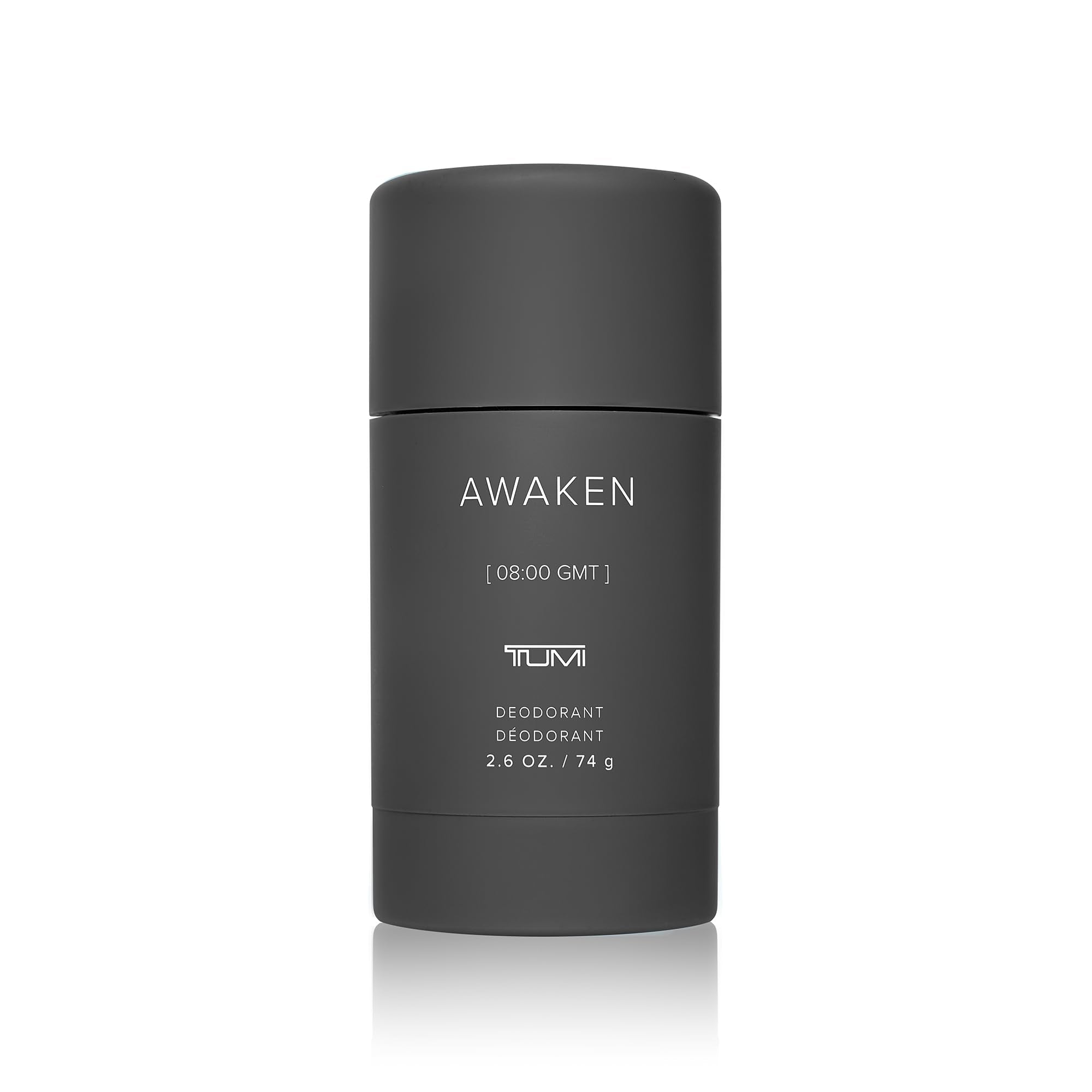 Close-up of TUMI Awaken deodorant application showing smooth glide