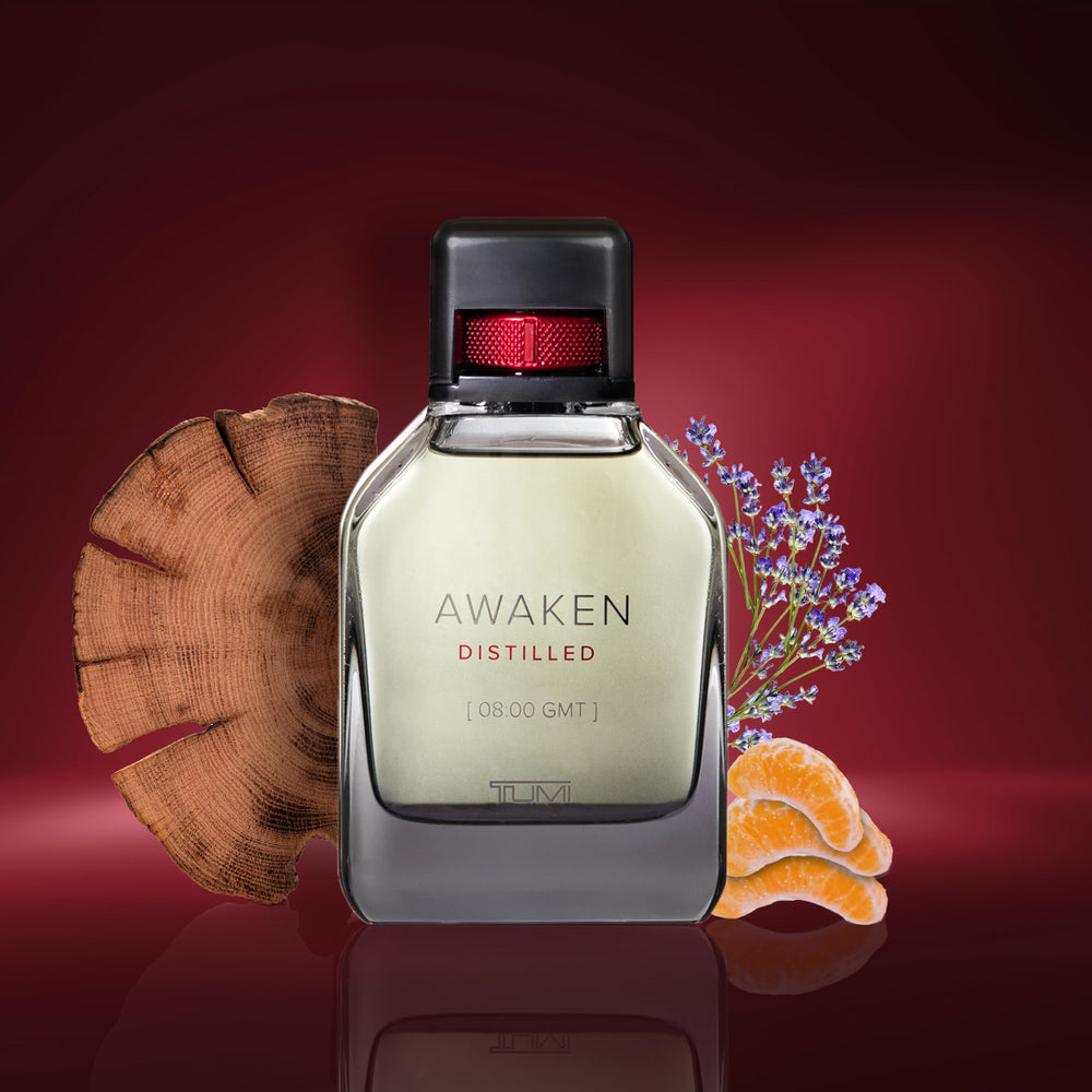Opening notes of TUMI Awaken Distilled with mandarin and bergamot suggesting freshness