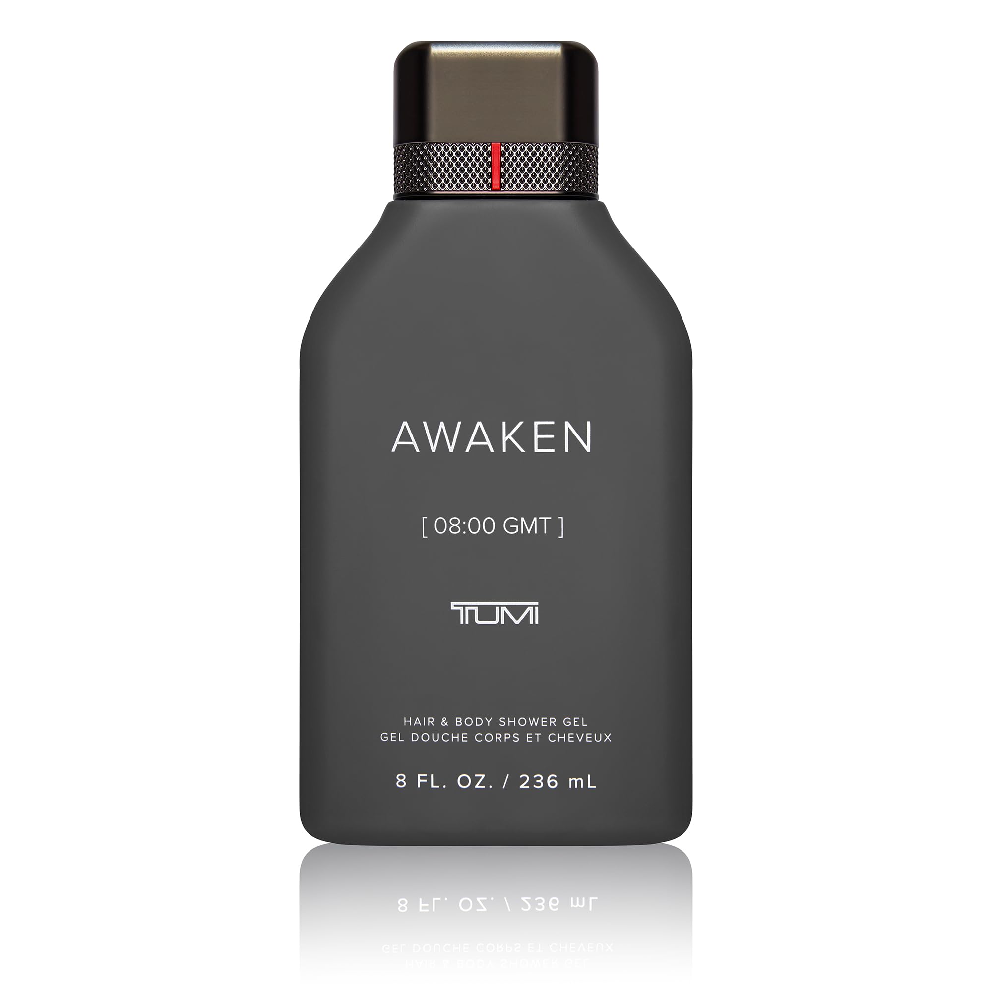 TUMI Awaken fragrance notes highlight citrus-woody aroma for daily ritual.