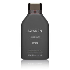 TUMI Awaken fragrance notes highlight citrus-woody aroma for daily ritual.