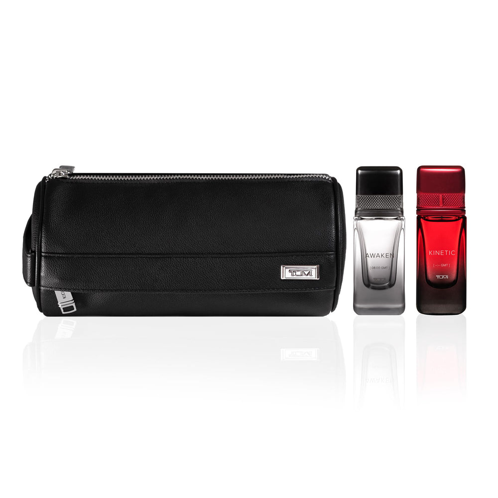 TUMI AWAKEN bottle in gift set for a refreshing morning routine