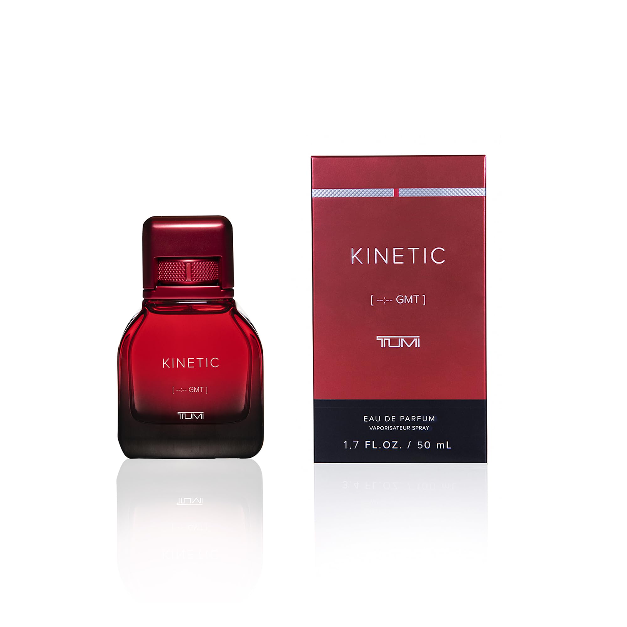 TUMI KINETIC bottle top view highlights premium design for confident presence.