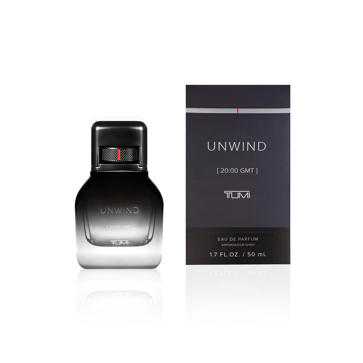 TUMI Unwind bottle front showcases premium design, ideal for daily refinement.