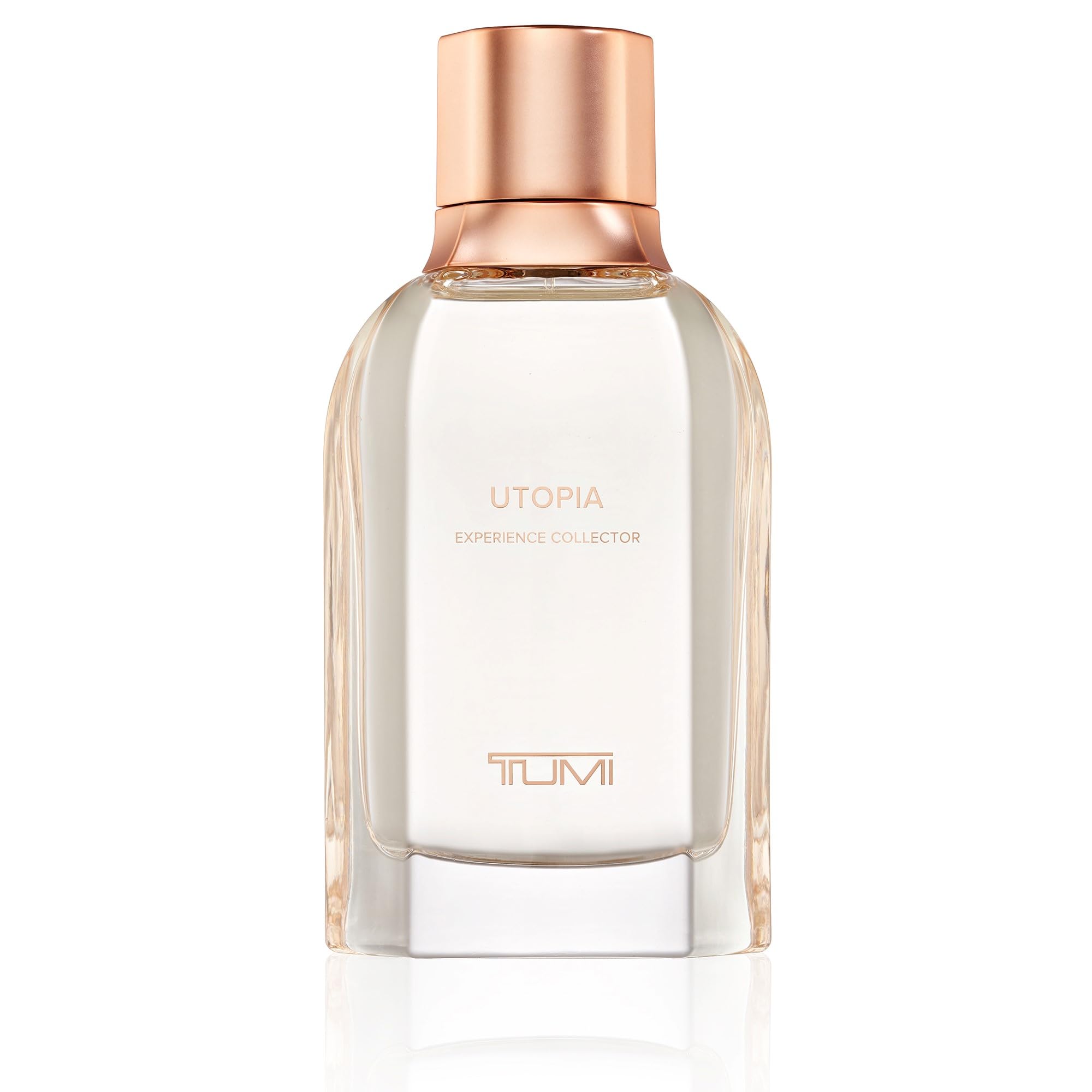 TUMI Utopia Experience Collector bottle cap detail suggesting premium craftsmanship and travel-inspired luxury.