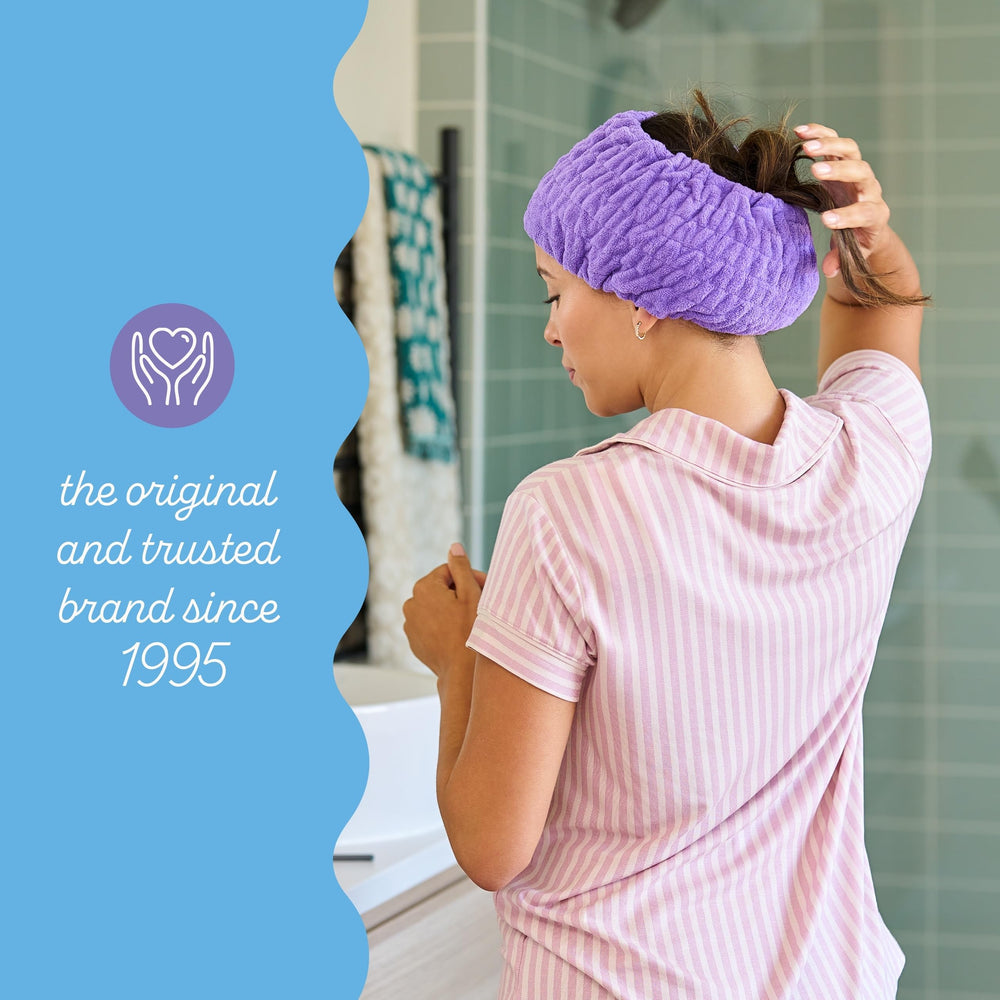 Turbie Twist machine-washable headband for durable daily use.