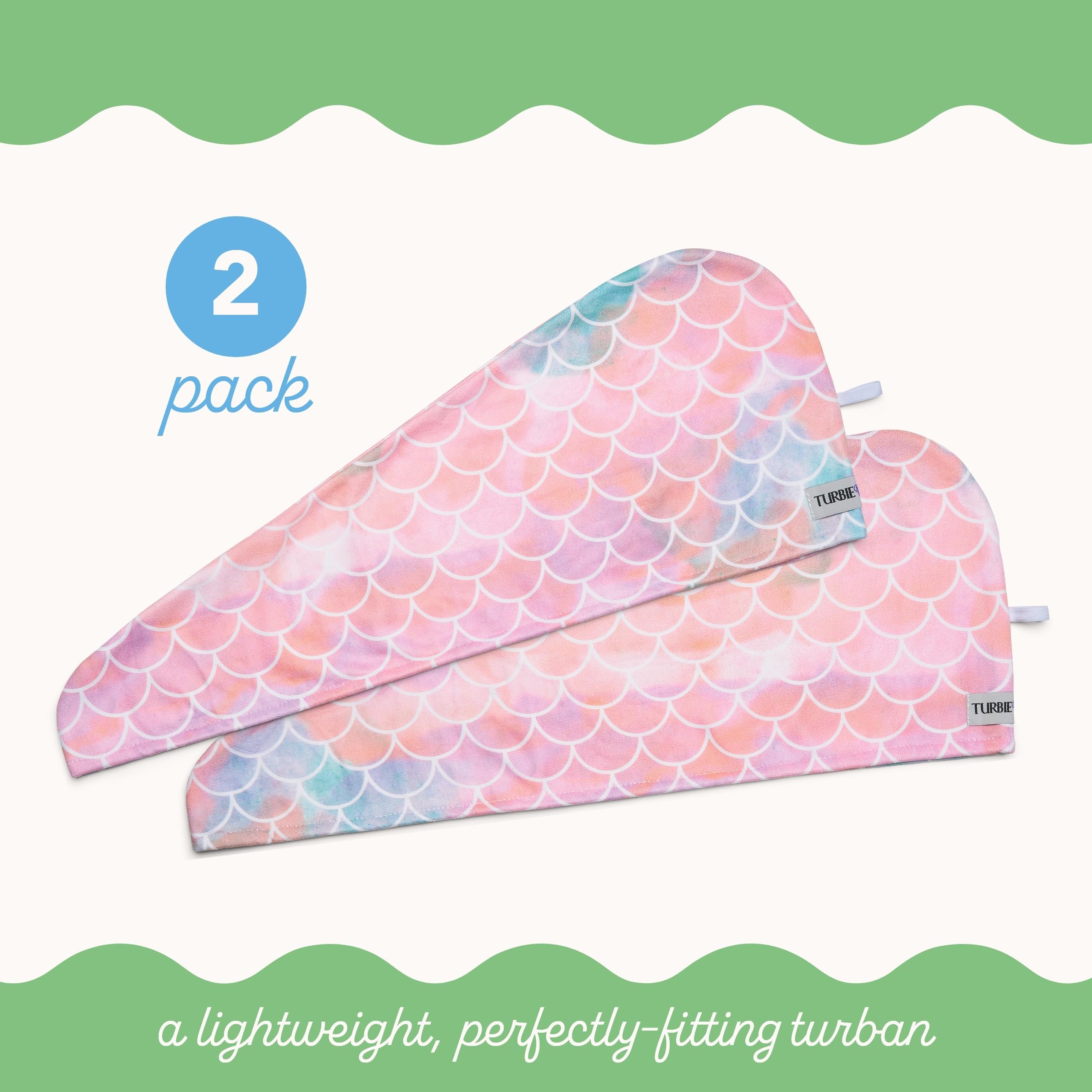 Turbie Twist Mermaid ultra-absorbent microfiber soaks up water quickly.