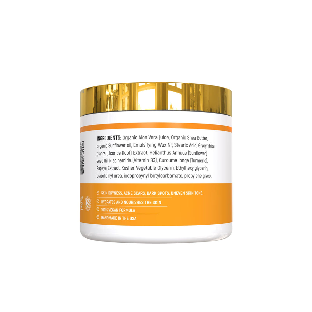 Eco-friendly packaging of turmeric cream signals thoughtful design.