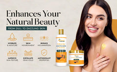Turmeric close-up showing subtle pore refinement and balanced skin tone.