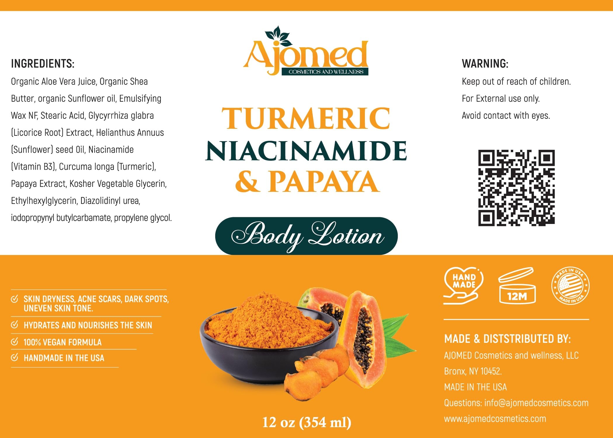 Turmeric body lotion being applied to hand demonstrates smooth absorption.