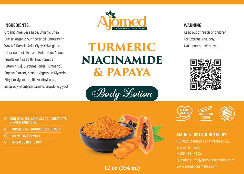 Turmeric body lotion being applied to hand demonstrates smooth absorption.